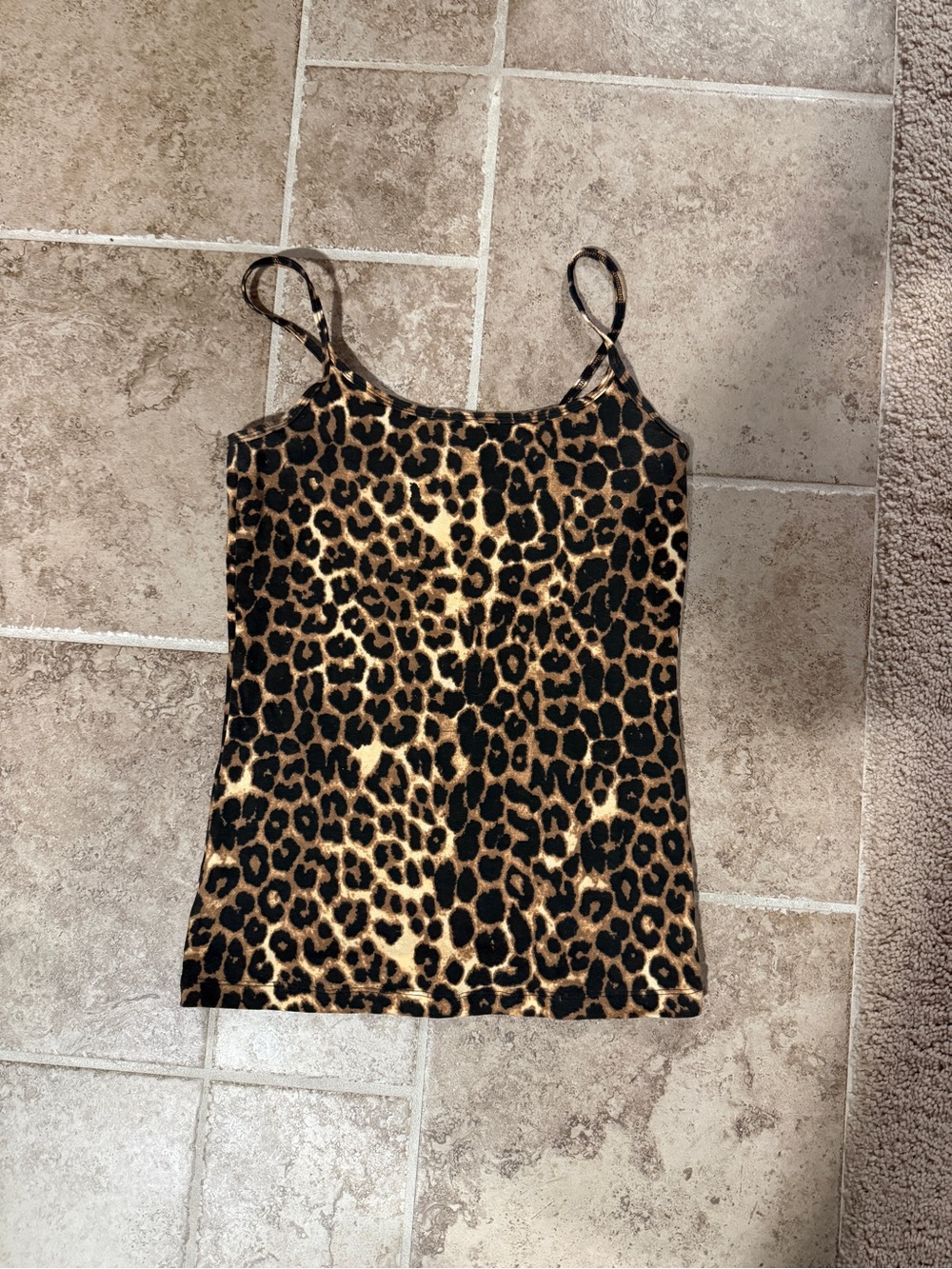Leopard Print Cami Tank Top - Brown/Black
